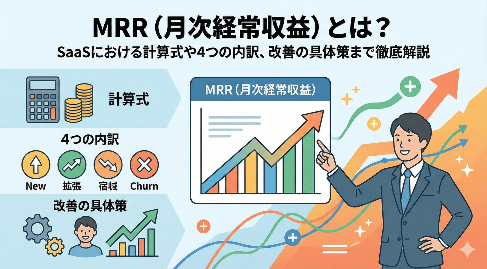 MRR（月次経常収益）とは？SaaSにおける計算式や4つの内訳、改善の具体策まで徹底解説